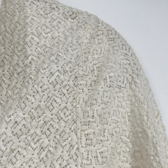 J. Jill Vintage 90s Lace Button Down Shirt Top Cream XS Polo Cardigan Cottage - Picture 3 of 8